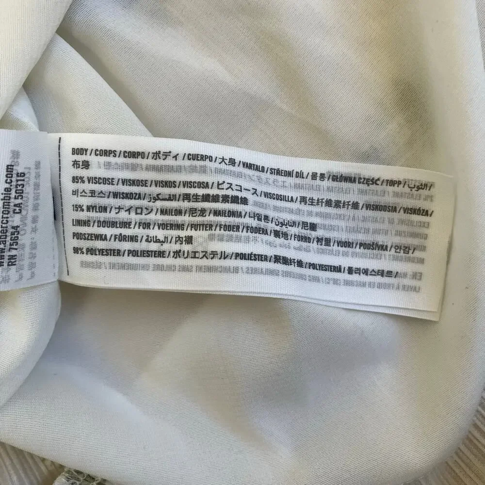 Abercrombie & Fitch Sz XL Babydoll Maxi Dress White Green Floral Crinkle